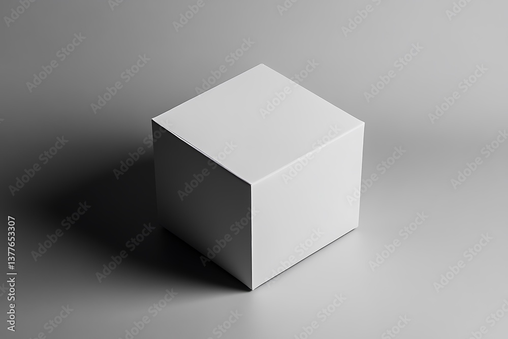 Geometric White Cube Still Life Simple Shape on Gray Background Studio Minimalism Geometric White Cube Still Life Simple Shape on Gray Background Studio Minimalism