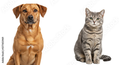 Canvas Print Isolated Dog and Cat