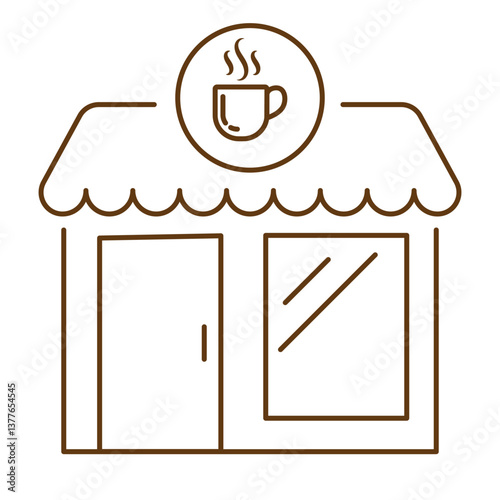 Coffee shop linear icon editable stroke. Cafeteria line icon. Café building line icon on transparent background.  