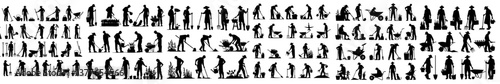 gardening activity silhouette vector set