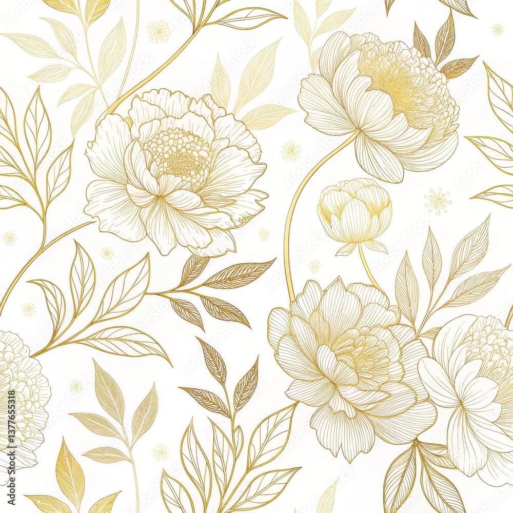 Obraz premium Floral design pattern digital art elegant aesthetic soft colors textile design nature inspired