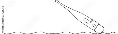 Continuous one line drawing medical thermometer. Medicine.