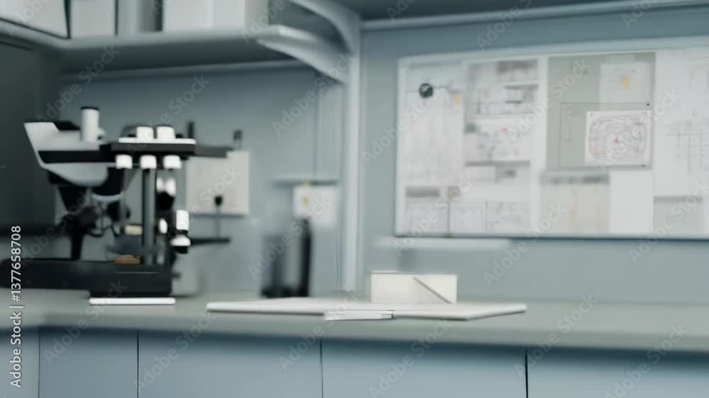 A modern laboratory microscope in a clean, well-organized science lab setting. A modern laboratory microscope in a clean, well-organized science lab setting.