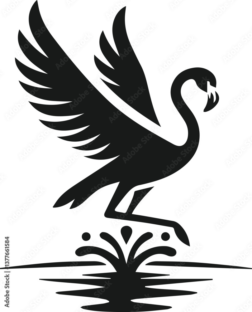 Fototapeta premium Black flamingo vector