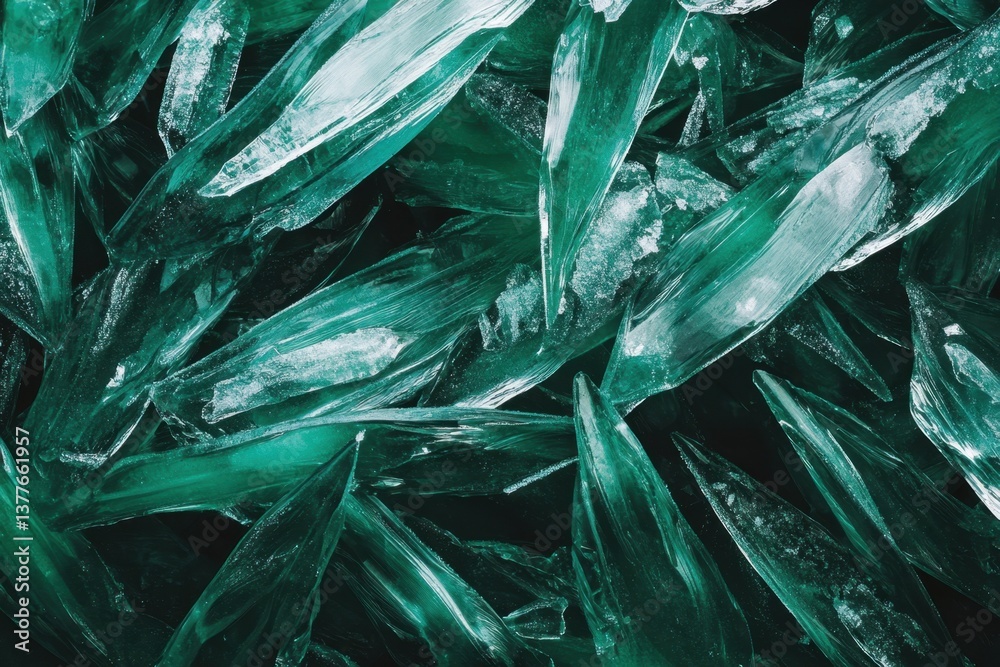Obraz premium Close-up of ice crystals with greenish hue, likely from a volcanic hot spring or a specialized environment.