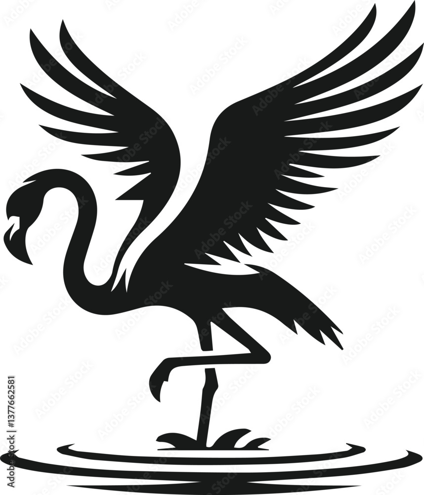 Obraz premium Black flamingo vector
