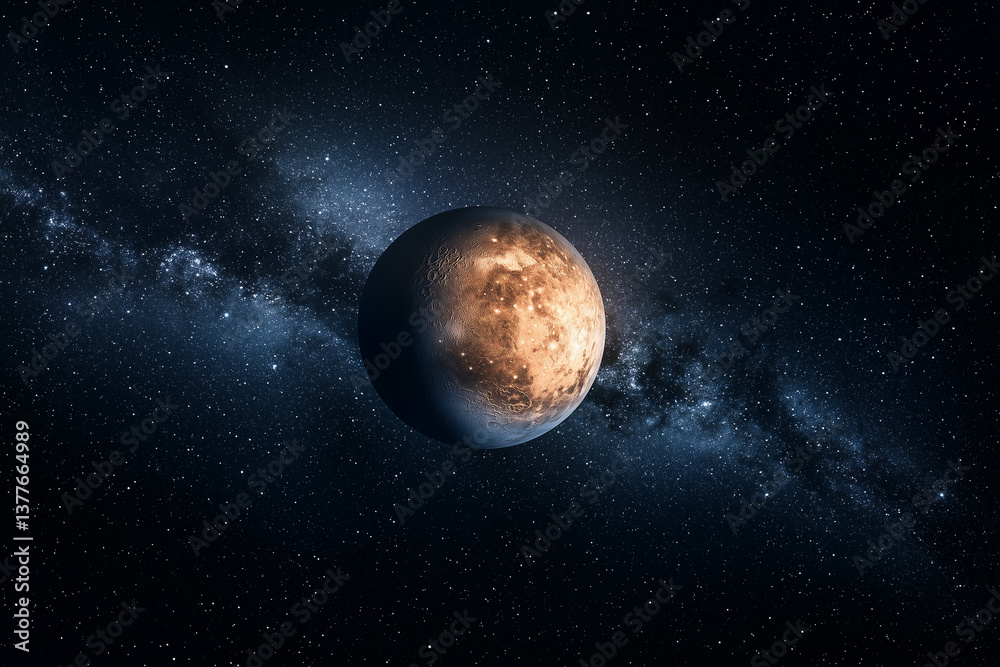 Obraz premium Venus planet from space round black background isolated milkyway 