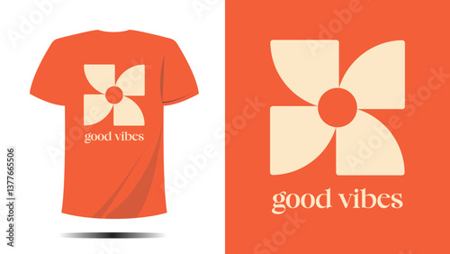 t-shirt good vibes symbol circle shape print design. Vector template in modern lettering and typography cool For t-shirt prints and other uses shape