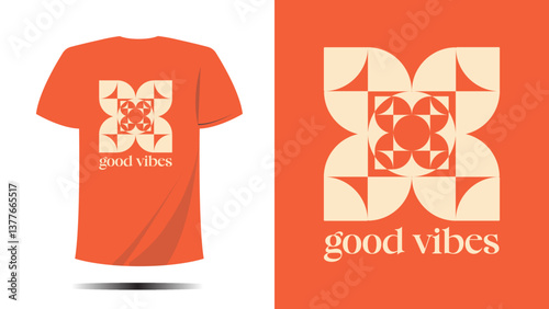 t-shirt good vibes symbol circle shape print design. Vector template in modern lettering and typography cool For t-shirt prints and other uses symbol cool print