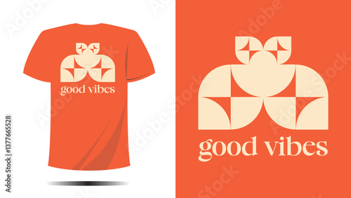 t-shirt good vibes symbol circle shape print design. Vector template in modern lettering and typography cool For t-shirt prints and other uses cool symbol