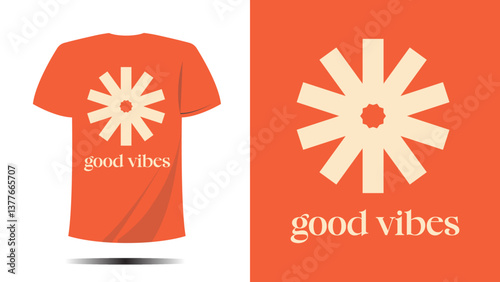 t-shirt good vibes symbol circle cool shape print design. Vector template in modern lettering and typography cool For t-shirt prints and other uses