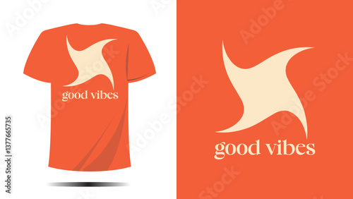 t-shirt good vibes symbol circle shape print design. Vector template in modern lettering and typography cool For t-shirt prints and other uses ok