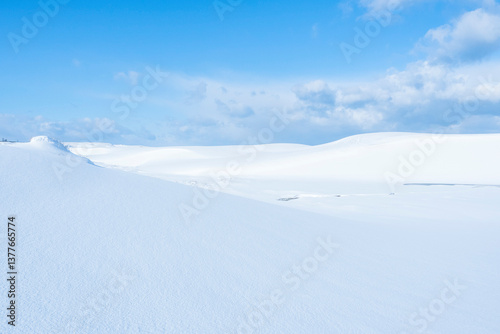 冬の鳥取砂丘の雪景色 鳥取県 鳥取砂丘