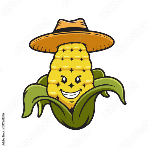 Cute corn cartoon style illustration vector design