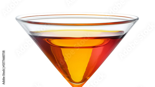 A separatory funnel filled with two immiscible liquids, ready for extraction on a transparent background  photo