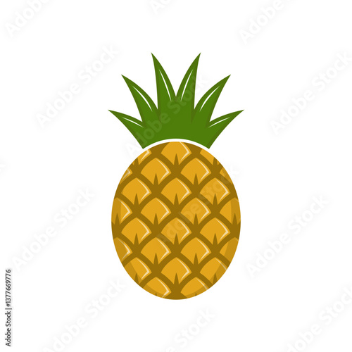 Illustration of pineapple fruit in cartoon style isolated on white