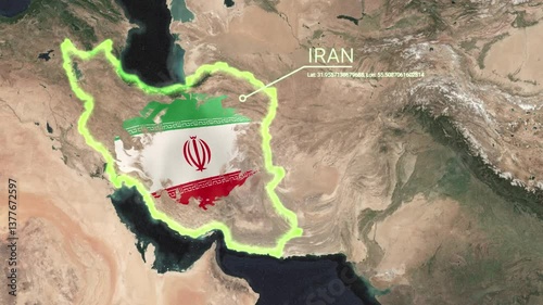 Global intel map of Iran.
10 sec clip of a zoom in and outline of Iran.
30fps
16x9