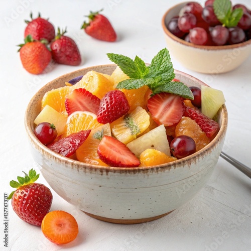 Fruit fresh mixed tropical fruit salad. Bowl of healthy fresh fruit salad - died and fitness concept.,  Fruit Salad, Fresh Fruit Salad