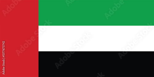 United Arab Emirates Flag Vector Clipart Illustration – High-Quality UAE National Flag Design with Red, Green, White, and Black Colors for Digital and Print Use