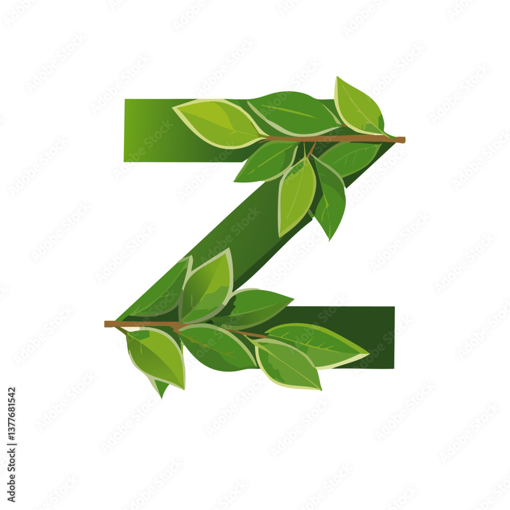 green Letter vector Z with leaves eco icon logo design