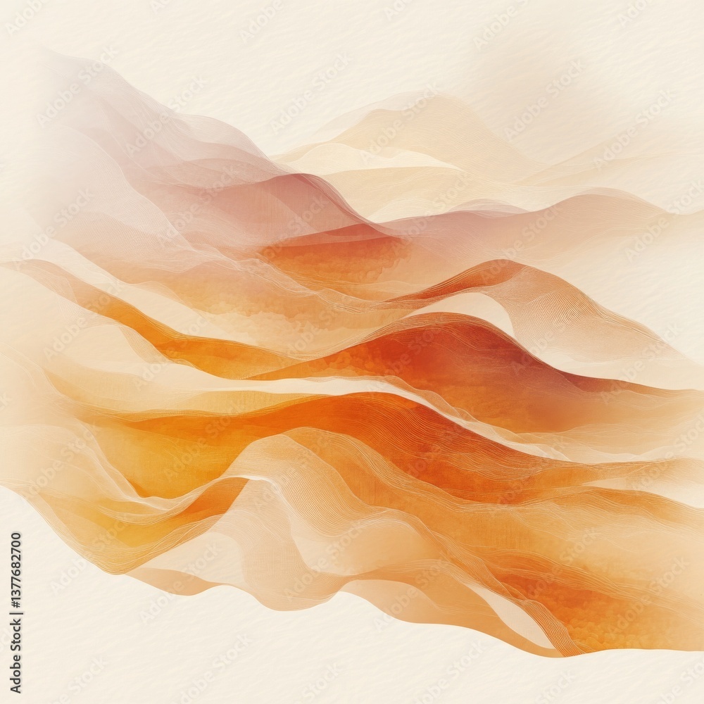 Obraz premium Abstract Waves of Warm Earthy Tones Blending Softly in a Fluid Composition Capturing the Essence of Nature and Calmness in a Serene Landscape