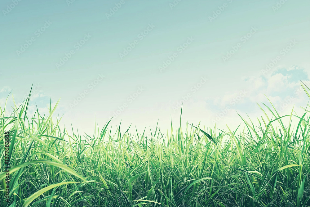 Grass and sky background. Green and blue. Grass and sky background. Green and blue.