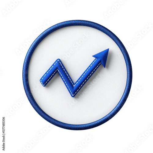 Graphical representation of an upward trend in a circular badge design transparent background.