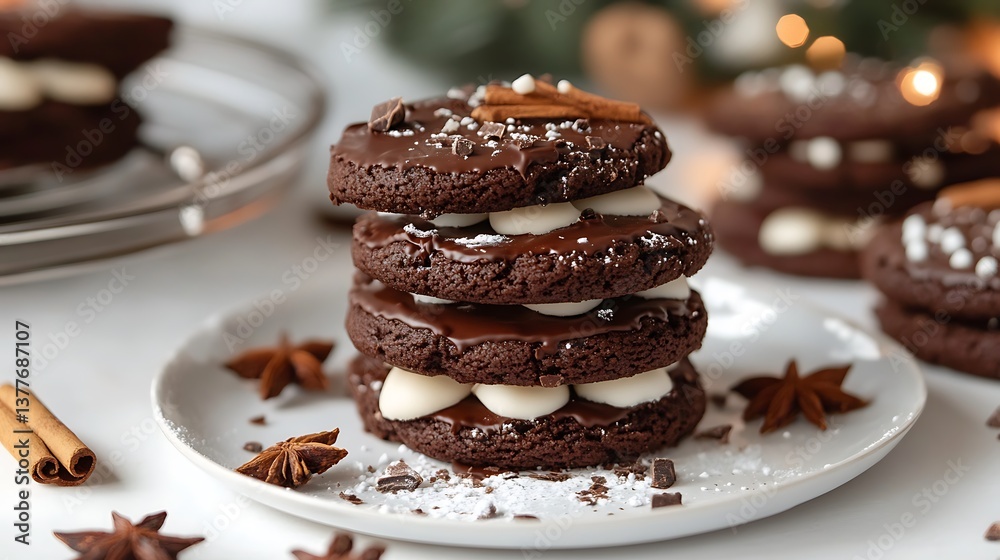 Christmas cookies with hot chocolate spices and decorations Christmas cookies with hot chocolate spices and decorations