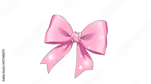Pink satin ribbon bow isolated on transparent background