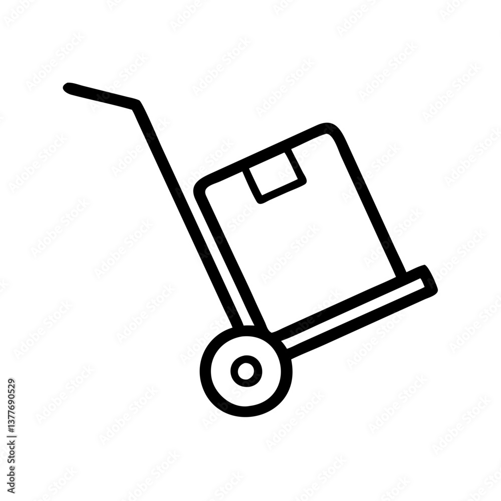 Vector Icon of Handcart with Box Vector Icon of Handcart with Box