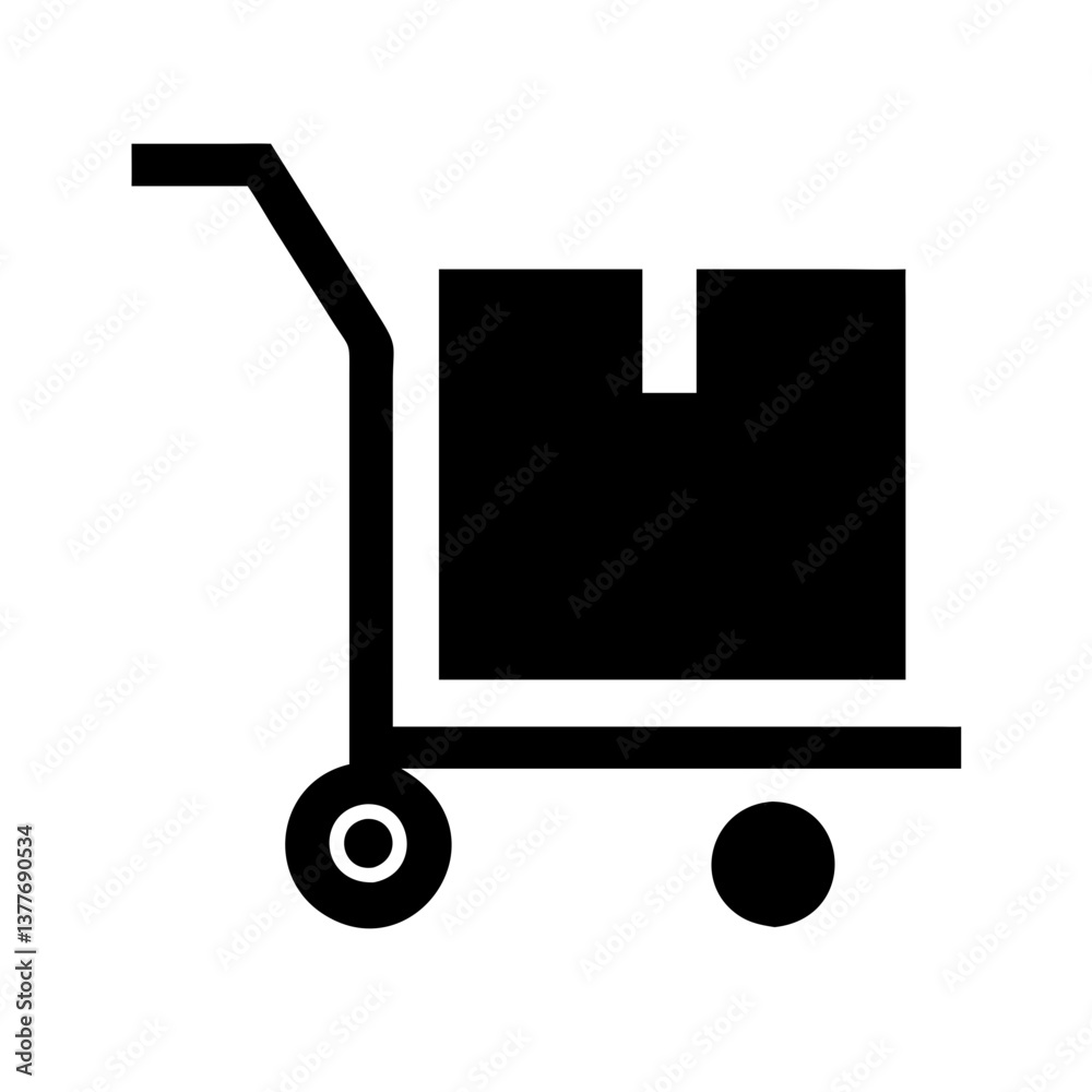 Vector Icon of Handcart with Box Vector Icon of Handcart with Box