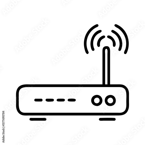 WiFi Router Icon Vector. Wireless Internet Signal Outline Illustration