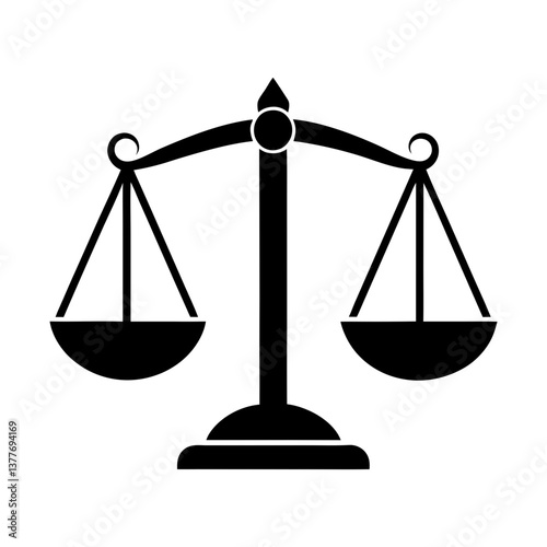 Scales of Justice Icon Vector Illustration. Balance Law Symbol Silhouette