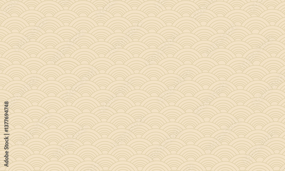 Fototapeta premium Classic oriental wave pattern background in soft beige tones, creating a subtle and elegant texture. Perfect for Chinese New Year themes, evoking tradition, harmony, and cultural richness.