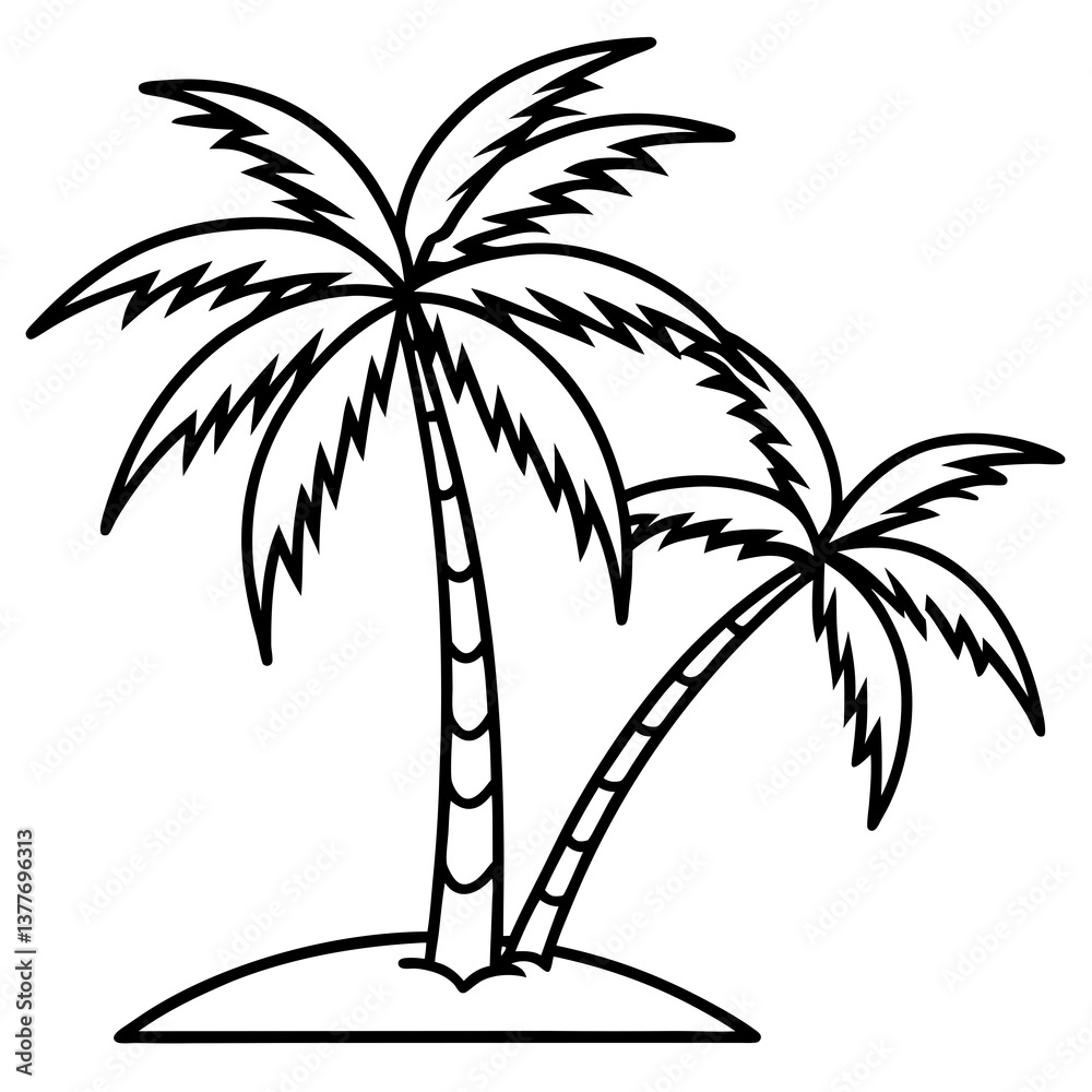 Obraz premium line art palm trees