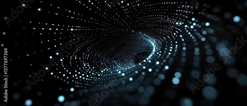 Mesmerizing Digital Vortex of Sparkling Blue Particles in a Dark Space Environment