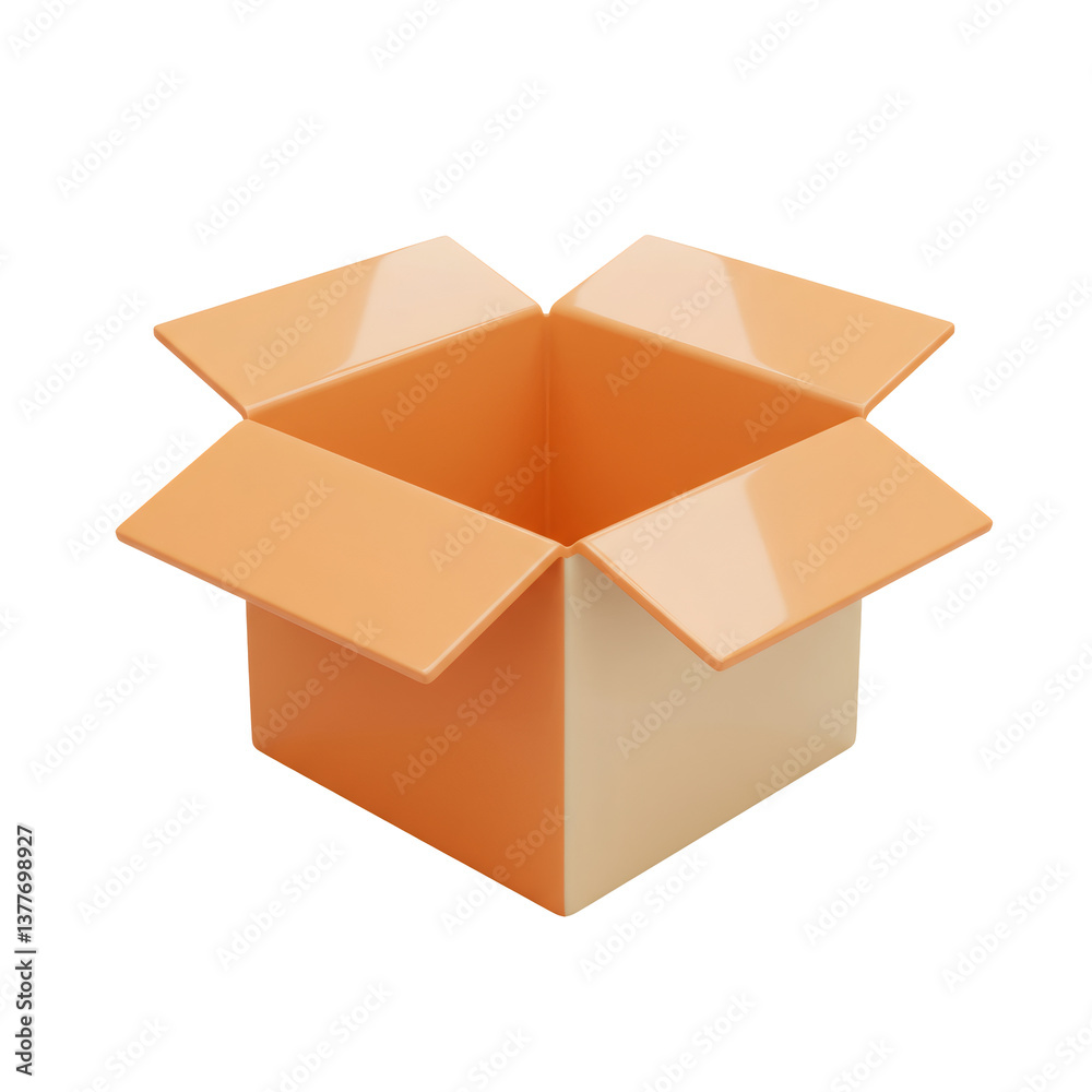 Open Orange Cardboard Box 3D Rendering Open Orange Cardboard Box 3D Rendering