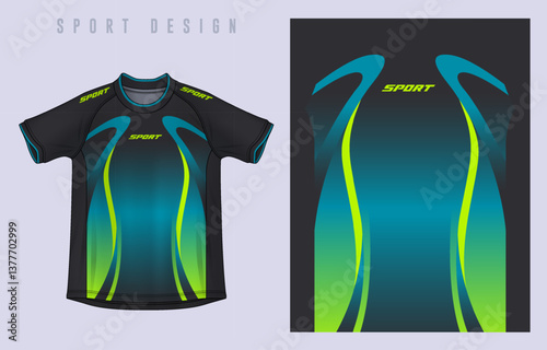 Fabric textile design for Sport t-shirt, Soccer jersey mockup for football club. uniform front view.	