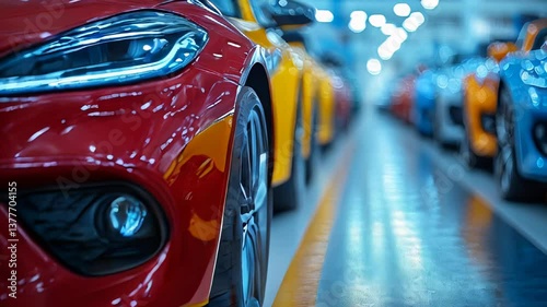 Wallpaper Mural Car dealership showroom with vehicles for sale. Modern car purchase. Torontodigital.ca