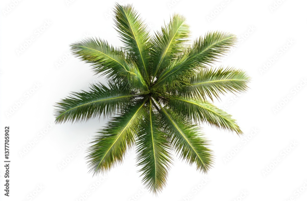 Overhead view of a lush, vibrant palm tree Overhead view of a lush, vibrant palm tree
