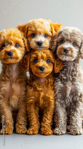 Vibrant Group of Poodles Showcasing Diversity in Pet Companionship Concepts