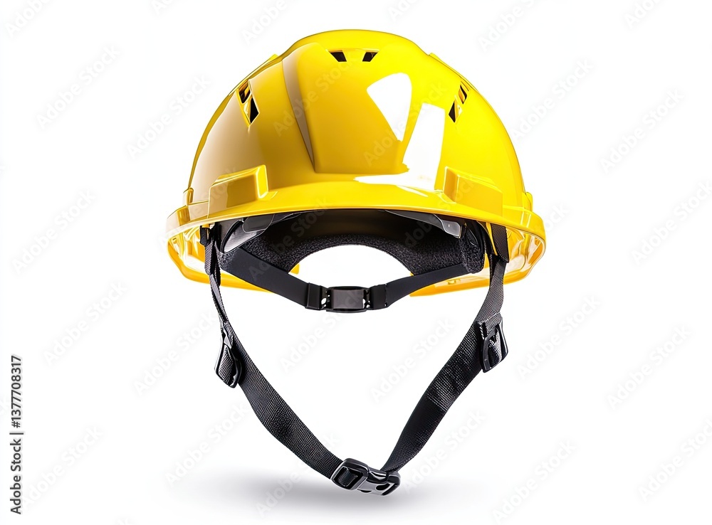 Naklejka premium Safety hard hat, bright yellow, protective headgear