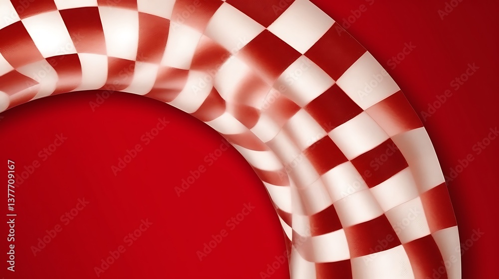 Obraz premium Red and white checkered flag curved design