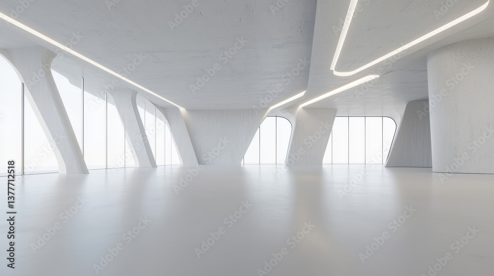 Obraz premium Spacious, modern interior showcasing sleek lines and abundant natural light.