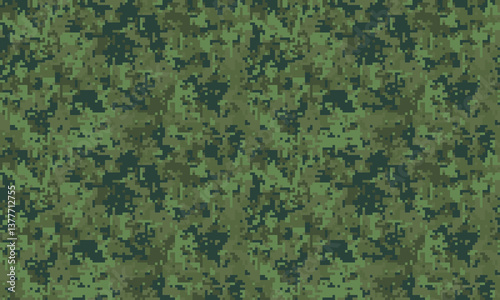 Intricate digital camouflage pattern in shades of green.  Perfect for backgrounds, textures, militarythemed designs, or adding a sense of concealment and mystery to your projects.
