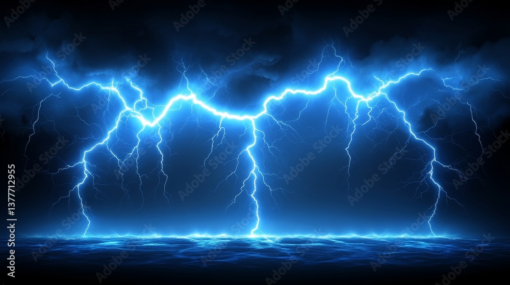 Spectacular Powerful Lightning Strikes, Electrical Energy in a Dramatic Stormy Night Sky Spectacular Powerful Lightning Strikes, Electrical Energy in a Dramatic Stormy Night Sky