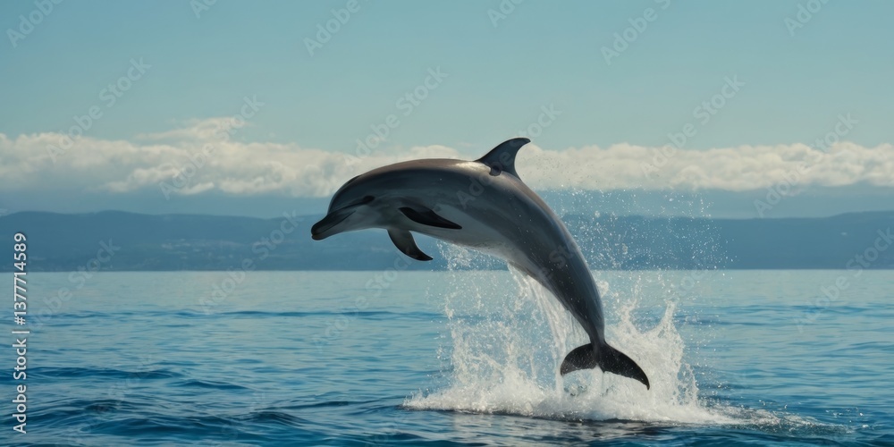 Fototapeta premium A dolphin is jumping out of the water