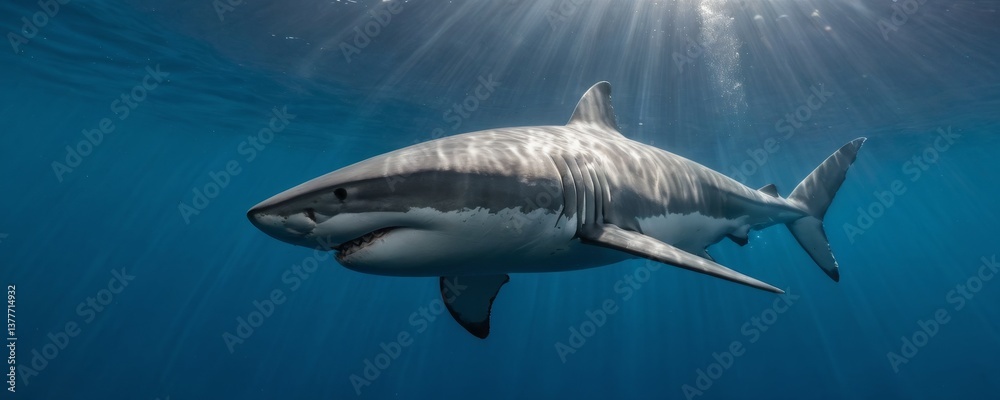 Obraz premium A large shark is swimming in the ocean