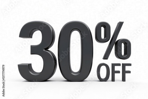 Sale 30 percentage off made by black letters on white background.