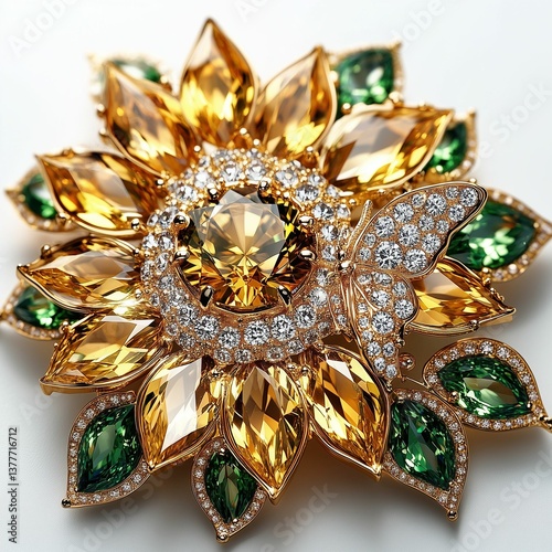 Exquisite Diamond Sunflower Brooch photo